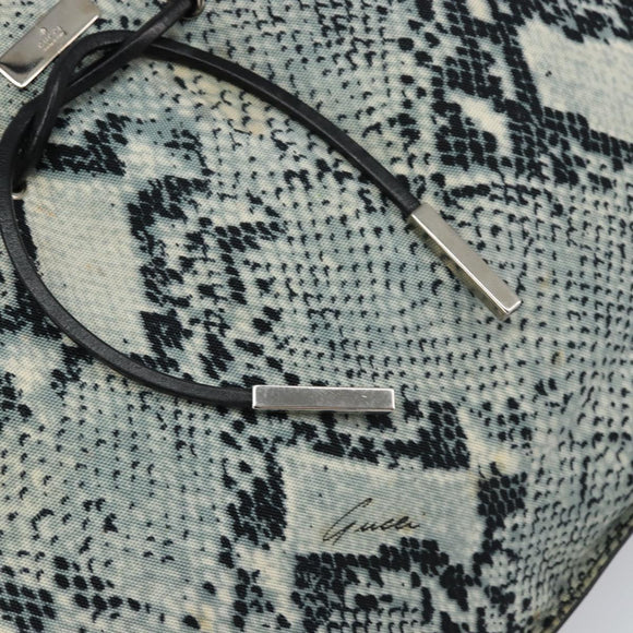 GUCCI Tote Bag Canvas Leather Black Auth 156891