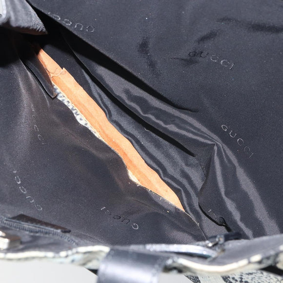 GUCCI Tote Bag Canvas Leather Black Auth 156891