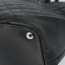 CHANEL Cambon Line Tote Bag Leather Black Silver CC Auth 156893-9