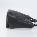 CHANEL Cambon Line Tote Bag Leather Black Silver CC Auth 156893-3