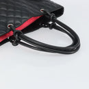 CHANEL Cambon Line Tote Bag Leather Black Silver CC Auth 156893-7