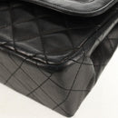 CHANEL Matelasse Chain Paris Limited Bag Lamb Skin Black Gold CC Auth 156894A-12