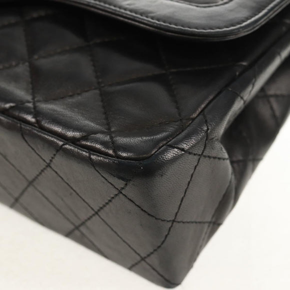 CHANEL Matelasse Chain Paris Limited Bag Lamb Skin Black Gold CC Auth 156894A