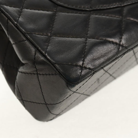 CHANEL Matelasse Chain Paris Limited Bag Lamb Skin Black Gold CC Auth 156894A