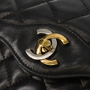CHANEL Matelasse Chain Paris Limited Bag Lamb Skin Black Gold CC Auth 156894A-15
