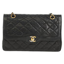 CHANEL Matelasse Chain Paris Limited Bag Lamb Skin Black Gold CC Auth 156894A-2