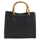 GUCCI Bamboo Hand Bag Leather Black Gold 002 1186 0260 Auth 156902-1