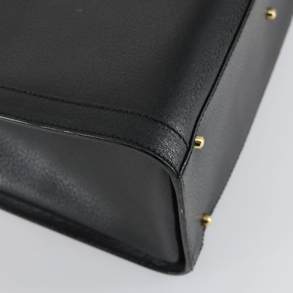 GUCCI Bamboo Hand Bag Leather Black Gold 002 1186 0260 Auth 156902