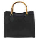 GUCCI Bamboo Hand Bag Leather Black Gold 002 1186 0260 Auth 156902-13