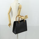 GUCCI Bamboo Hand Bag Leather Black Gold 002 1186 0260 Auth 156902-22