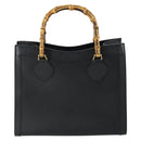 GUCCI Bamboo Hand Bag Leather Black Gold 002 1186 0260 Auth 156902-2