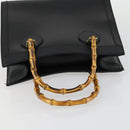 GUCCI Bamboo Hand Bag Leather Black Gold 002 1186 0260 Auth 156902-7