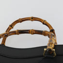 GUCCI Bamboo Hand Bag Leather Black Gold 002 1186 0260 Auth 156902-8