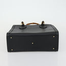 GUCCI Bamboo Hand Bag Leather Black Gold 002 1186 0260 Auth 156902-5