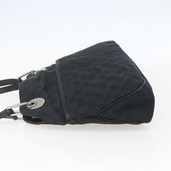 GUCCI GG Canvas Tote Bag Black Silver 121023 Auth 156903