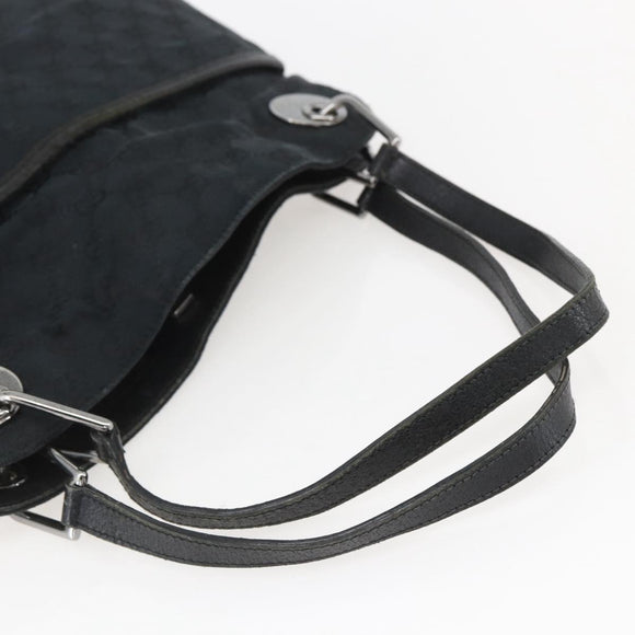 GUCCI GG Canvas Tote Bag Black Silver 121023 Auth 156903