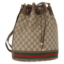 GUCCI GG Supreme Web Sherry Line Bag PVC Beige Red 41 02 085 Auth 156905-1