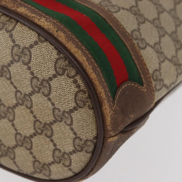 GUCCI GG Supreme Web Sherry Line Bag PVC Beige Red 41 02 085 Auth 156905