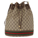 GUCCI GG Supreme Web Sherry Line Bag PVC Beige Red 41 02 085 Auth 156905-13