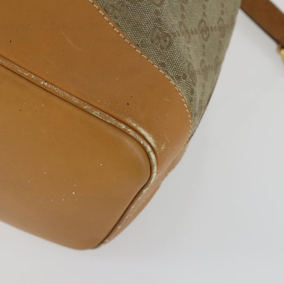 GUCCI GG Canvas Shoulder Bag Beige Gold Auth 156907