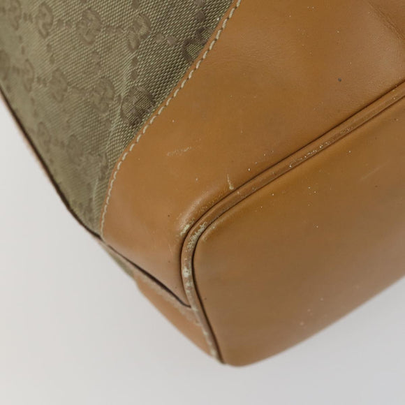 GUCCI GG Canvas Shoulder Bag Beige Gold Auth 156907