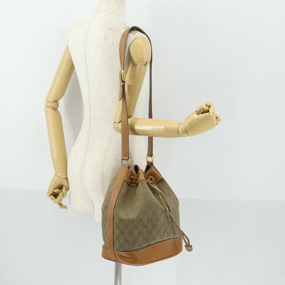 GUCCI GG Canvas Shoulder Bag Beige Gold Auth 156907