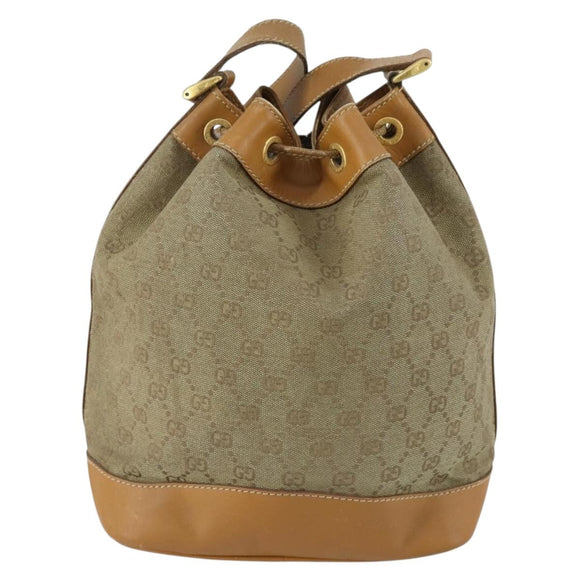 GUCCI GG Canvas Shoulder Bag Beige Gold Auth 156907