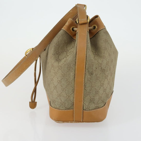 GUCCI GG Canvas Shoulder Bag Beige Gold Auth 156907