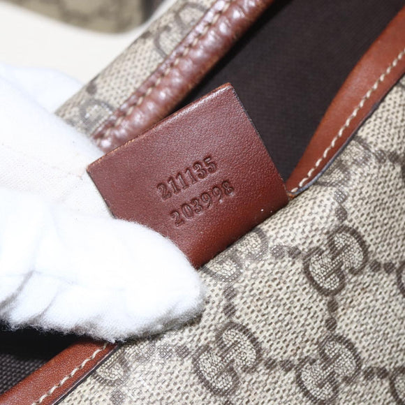 GUCCI GG Supreme Web Sherry Line Tote Bag PVC Beige Red 211135 Auth 156908