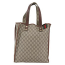 GUCCI GG Supreme Web Sherry Line Tote Bag PVC Beige Red 211135 Auth 156908-2