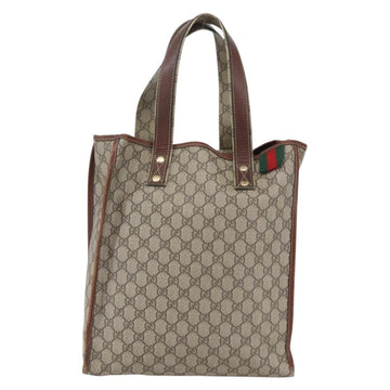 GUCCI GG Supreme Web Sherry Line Tote Bag PVC Beige Red 211135 Auth 156908 - 0
