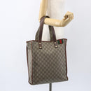 GUCCI GG Supreme Web Sherry Line Tote Bag PVC Beige Red 211135 Auth 156908-20