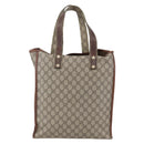 GUCCI GG Supreme Web Sherry Line Tote Bag PVC Beige Red 211135 Auth 156908-3