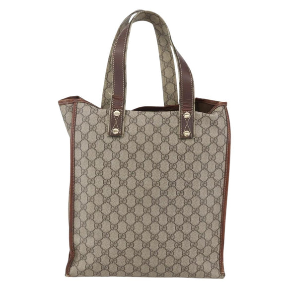 GUCCI GG Supreme Web Sherry Line Tote Bag PVC Beige Red 211135 Auth 156908