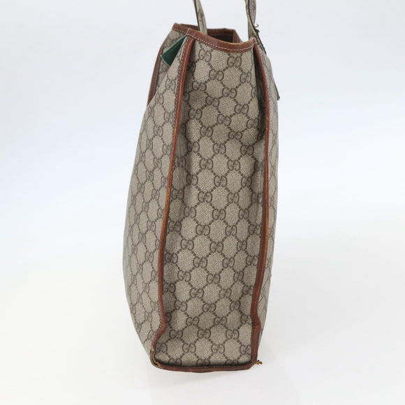 GUCCI GG Supreme Web Sherry Line Tote Bag PVC Beige Red 211135 Auth 156908