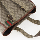 GUCCI GG Supreme Web Sherry Line Tote Bag PVC Beige Red 211135 Auth 156908-6