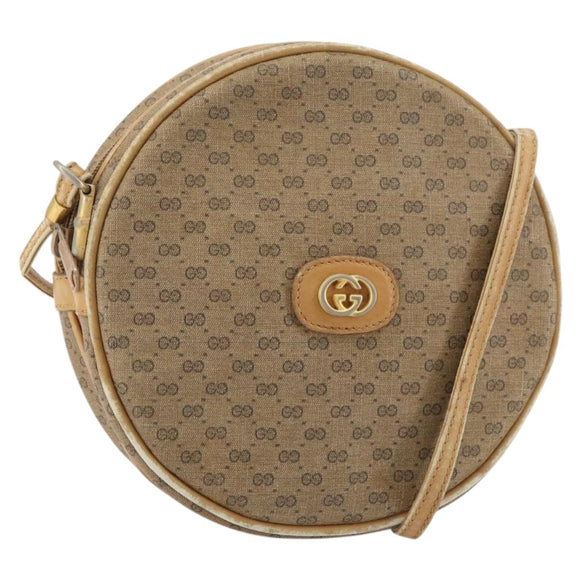 GUCCI Micro GG Supreme Shoulder Bag PVC Beige Gold Auth 156909
