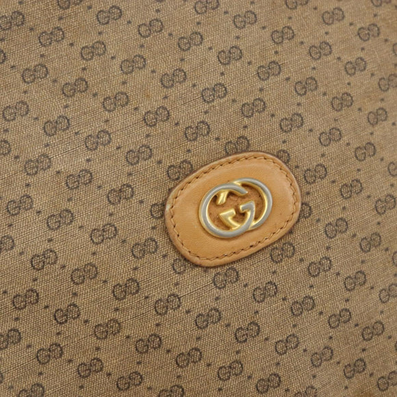 GUCCI Micro GG Supreme Shoulder Bag PVC Beige Gold Auth 156909