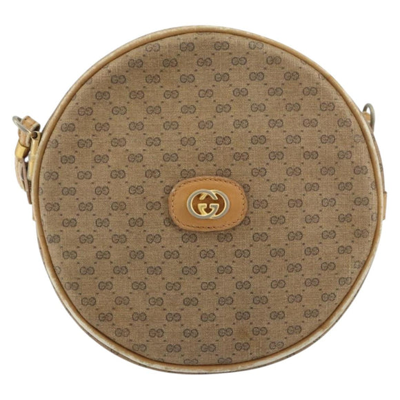 GUCCI Micro GG Supreme Shoulder Bag PVC Beige Gold Auth 156909