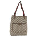 GUCCI GG Supreme Web Sherry Line Tote Bag PVC Beige Red 39 02 003 Auth 156910-1