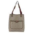 GUCCI GG Supreme Web Sherry Line Tote Bag PVC Beige Red 39 02 003 Auth 156910-13