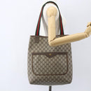 GUCCI GG Supreme Web Sherry Line Tote Bag PVC Beige Red 39 02 003 Auth 156910-21