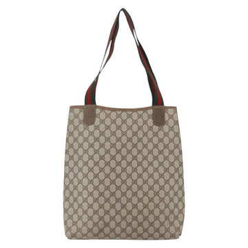 GUCCI GG Supreme Web Sherry Line Tote Bag PVC Beige Red 39 02 003 Auth 156910 - 0