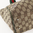 GUCCI GG Canvas Web Sherry Line Tote Bag Beige Red 145810 Auth 156911-14