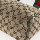 GUCCI GG Canvas Web Sherry Line Tote Bag Beige Red 145810 Auth 156911-15