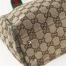 GUCCI GG Canvas Web Sherry Line Tote Bag Beige Red 145810 Auth 156911-16