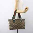 GUCCI GG Canvas Web Sherry Line Tote Bag Beige Red 145810 Auth 156911-23