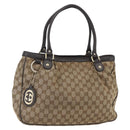 GUCCI GG Canvas Tote Bag Beige Gold 296835 Auth 156913-1
