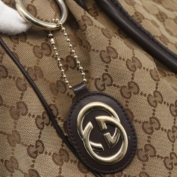 GUCCI GG Canvas Tote Bag Beige Gold 296835 Auth 156913