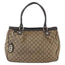 GUCCI GG Canvas Tote Bag Beige Gold 296835 Auth 156913-13